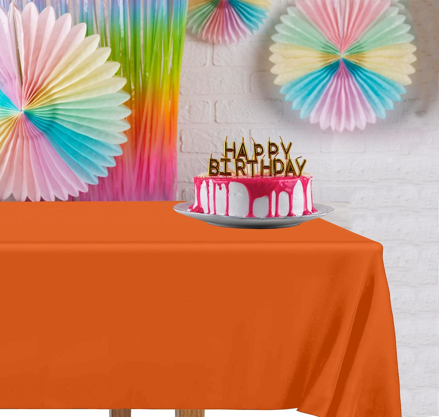 DecorRack 6 Pack Orange Plastic Tablecloths (Rectangular 54x108 in)