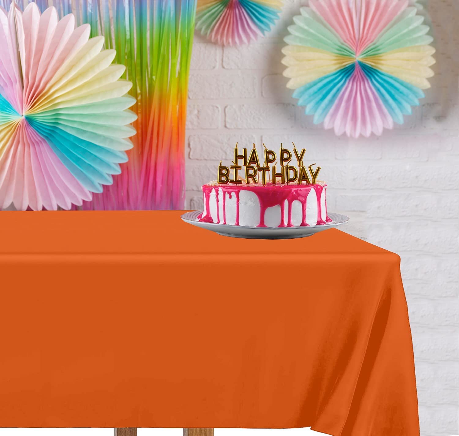 DecorRack 6 Pack Orange Plastic Tablecloths (Rectangular 54x108 in)