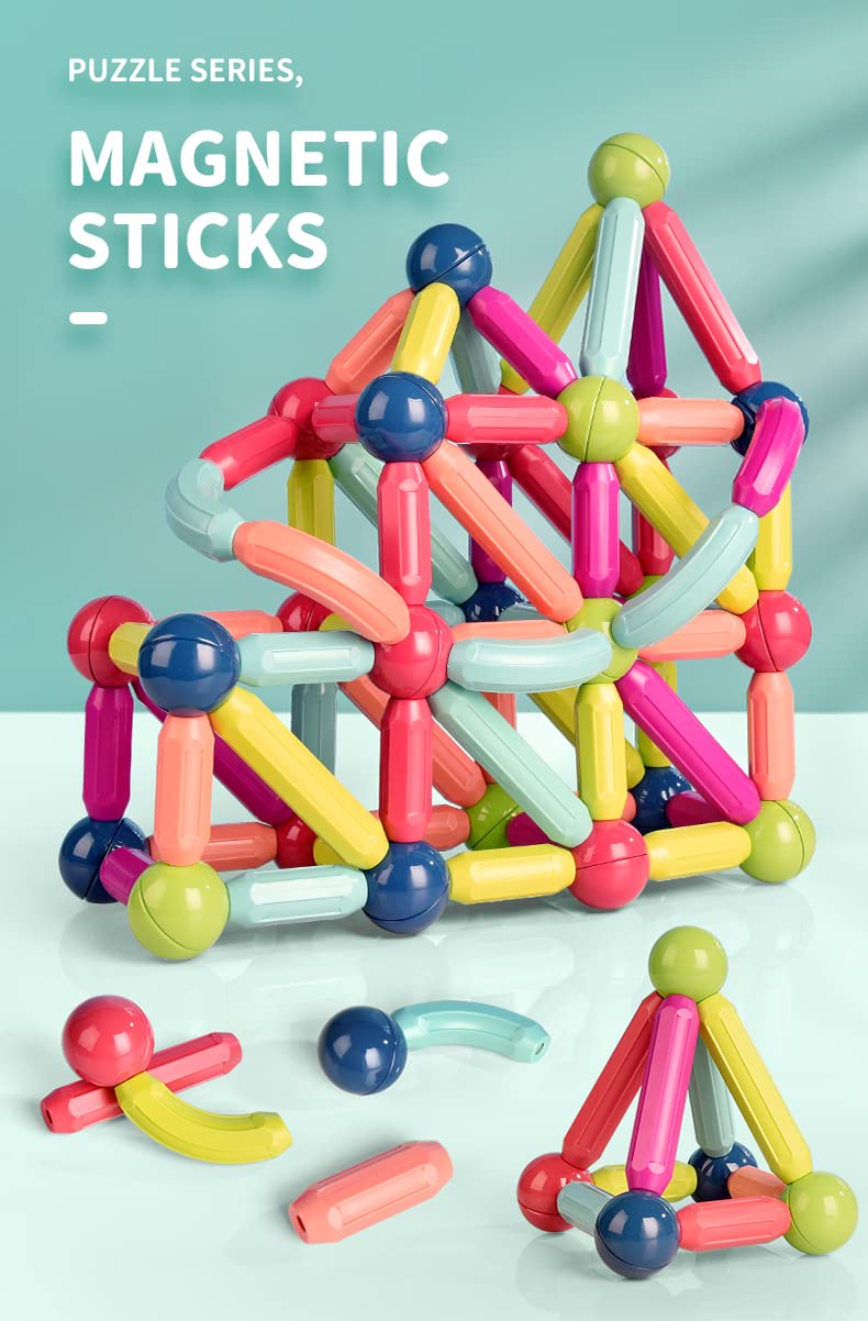 Jofarstep Magnetic Balls and Rods Set, Magnet Building Set, Magnetic Balls and Sticks - Featuring Safe, Extra-Strong, Montessori Toys STEM Stacking