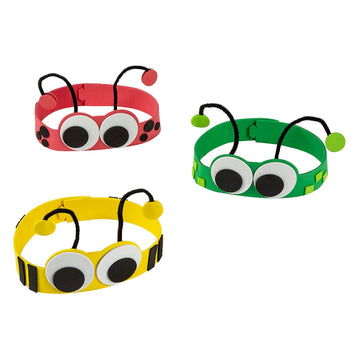 Fun Express Big Eye Bug Headbands Craft Foam Kit - Summer Crafts for Kids Ages 4-8 Bug Party Decorations & Favors Bulk Crafts for Classroom, Preschool