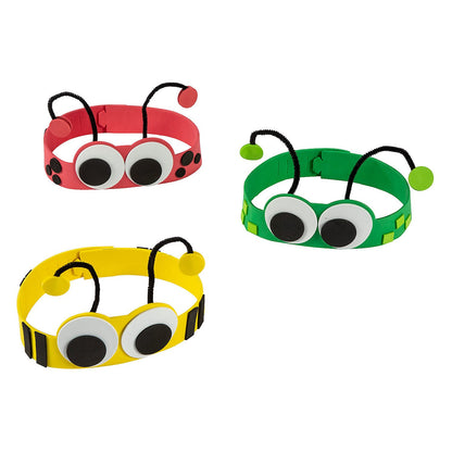 Fun Express Big Eye Bug Headbands Craft Foam Kit - Summer Crafts for Kids Ages 4-8 Bug Party Decorations & Favors Bulk Crafts for Classroom, Preschool