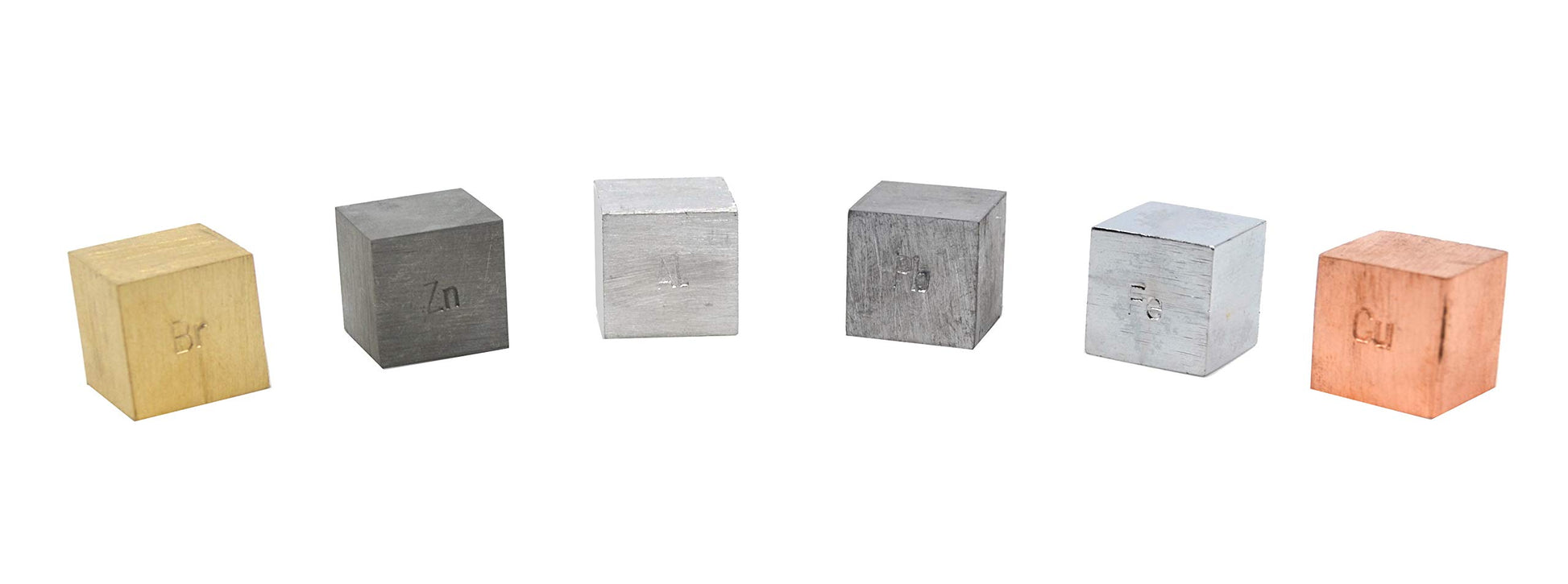 EISCO Density Cubes Set - Includes 6 Metals - Brass, Lead, Iron, Copper, Aluminum, Zinc - 0.4" (10mm) Sides - for use with Density, Specific Gravity