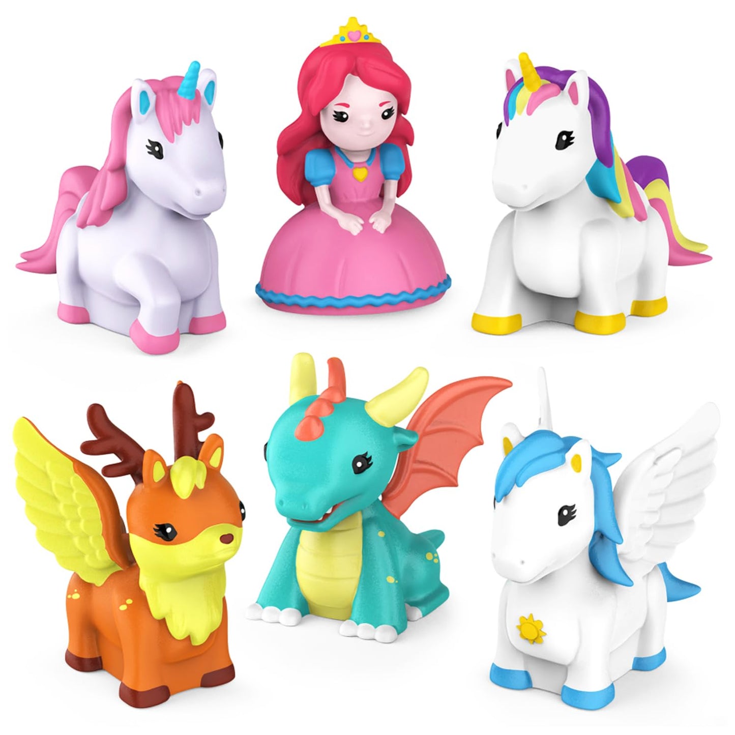 Tub Works® Fantasy Watertight Bath Toys, 6 Pack | Sealed, No Hole Bath Toys Design Keeps Moisture Out | Soft, Squeezable & Float on Water | Baby