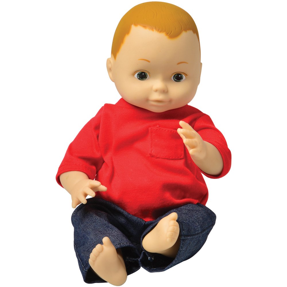 Constructive Playthings 13" Multi-Ethnic Caucasian Boy Doll with Moveable Head, Arms and Legs, Safe Painted Eyes and Durable Washable Clothes for Ages