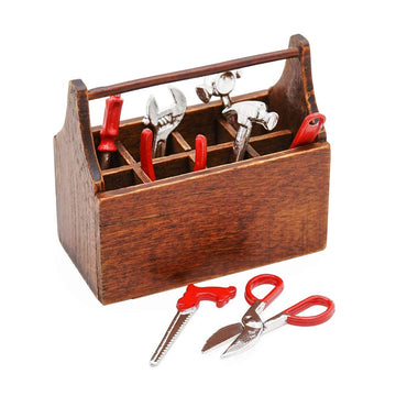 Odoria 1/12 Miniature Toolbox with 8Pcs Tools Dollhouse Garage Accessories