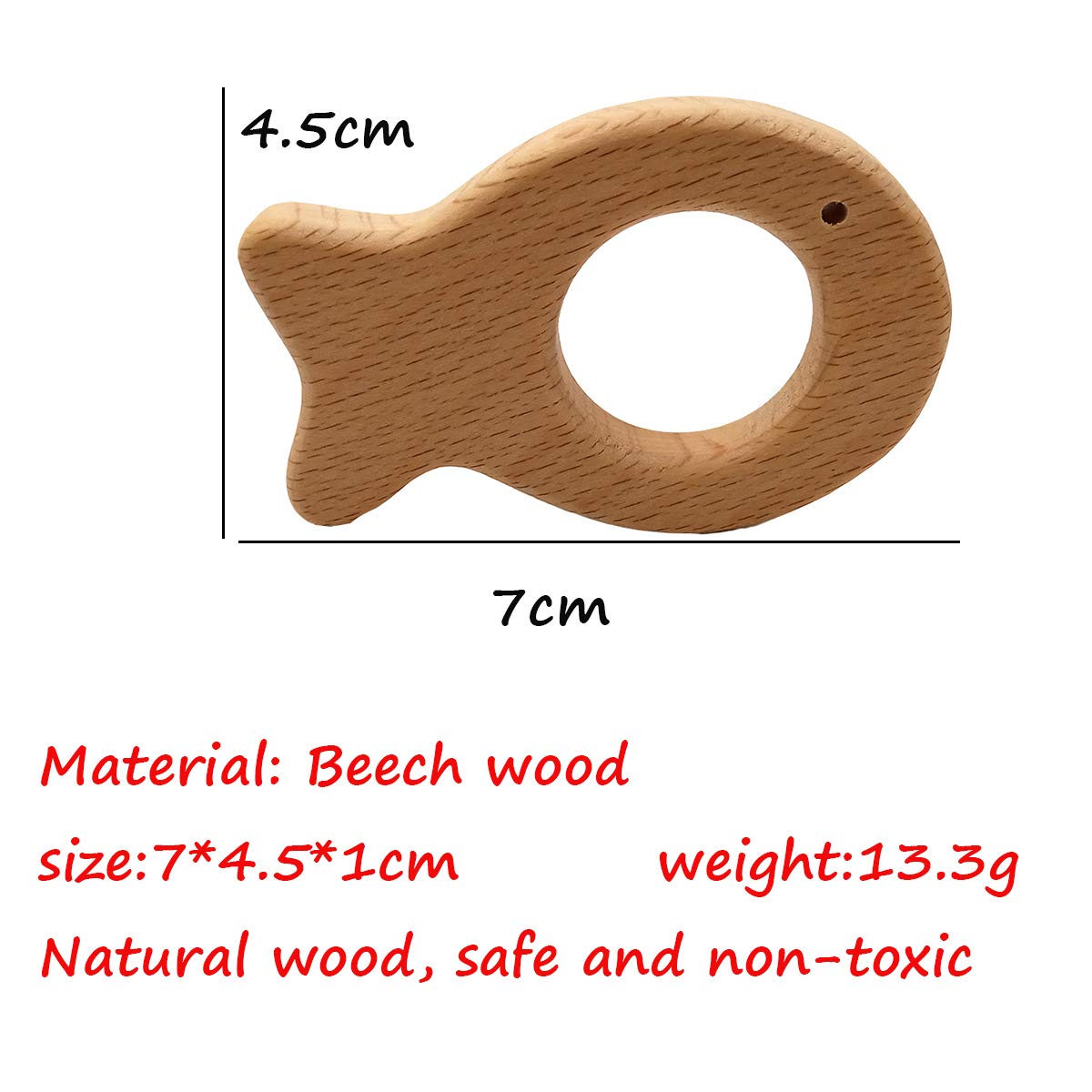 2pcs Natural Wooden Fish Pendant Pure Natural Beech Wood Animal Shape for Handmade Arts and Crafts (Fish 2pcs)