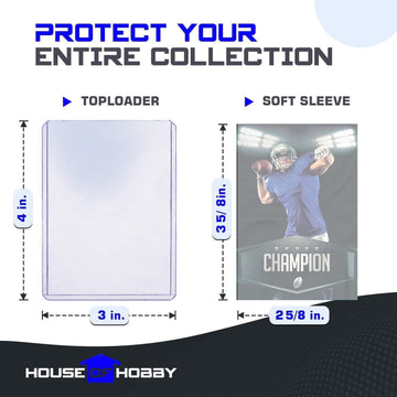 200pc Top Loaders for Cards and Penny Sleeves Bundle - Hard Plastic Card Sleeve, Trading Card Protectors, Yugioh & Baseball Card Sleeves - 100 Trading