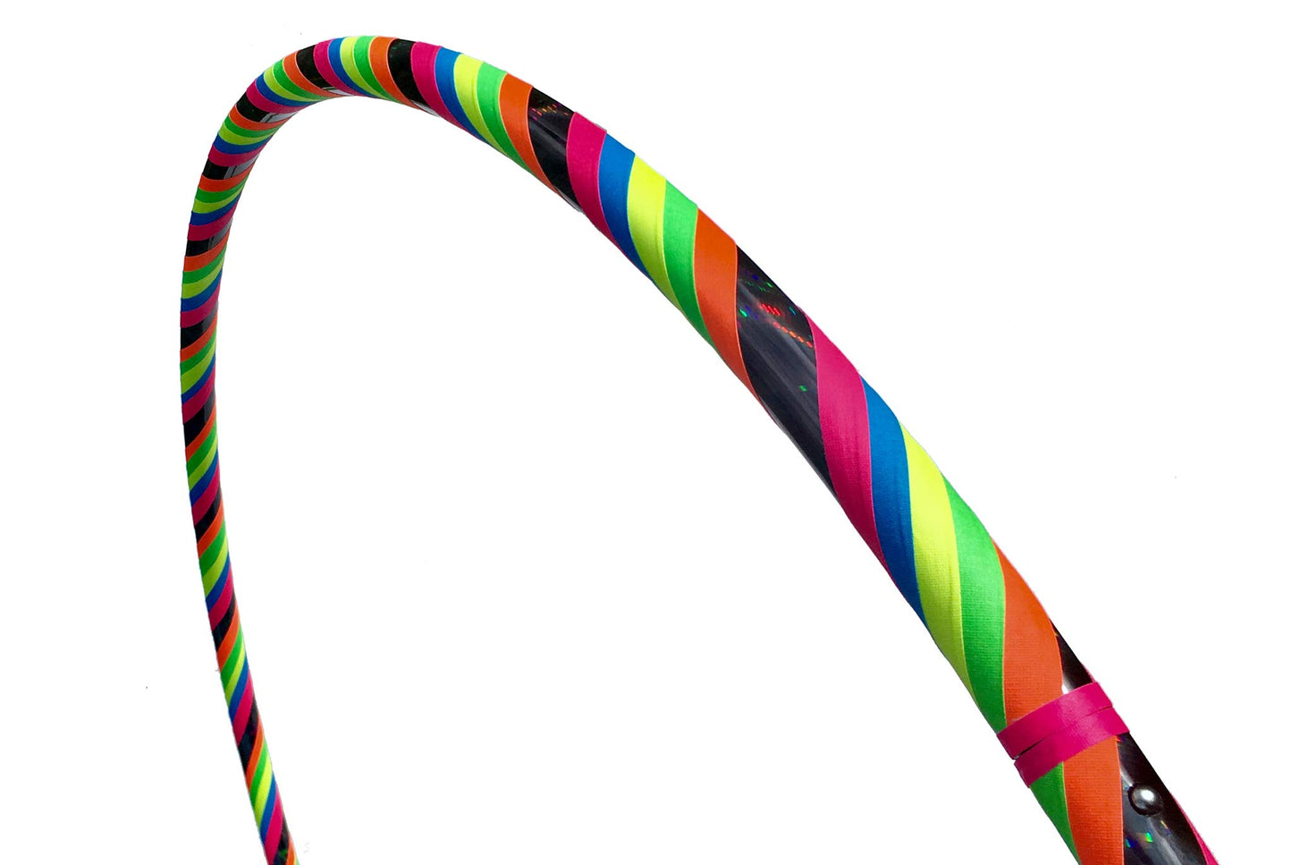 SpinMajik Beginner Exercise Hula Hoop for Fitness and Fun Made for Adults Weighted at 1 Pound (Choose Your Size and Tape Job) (Black Rainbow, 42)