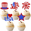 YuBoBo 4th Of July Gillter Cupcake Toppers Decorations Patriotic Independence Day Party Supplies Cake Dessert Ice Cream Toppers Accessories