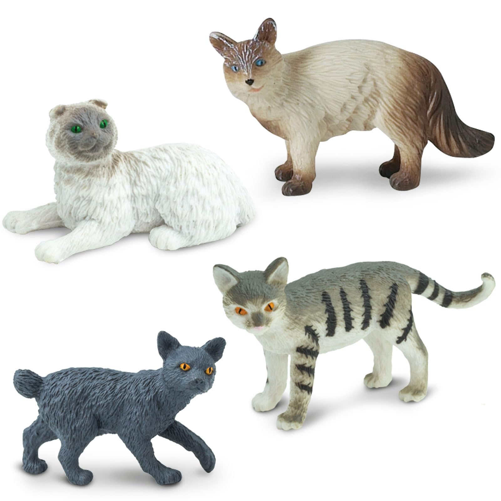 Safari Ltd. Domestic Cats TOOB - 11 Mini Figurines Including Balinese, Gray Tabby, Angora, Birman, Siamese, and More - Toy Set for Boys, Girls & Kids