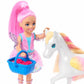 Barbie A Touch of Magic Chelsea Small Doll & Pegasus Playset with Stable, Slide, Pet Bunny 10+ Accessories, Color-Change Winged Horse Toy