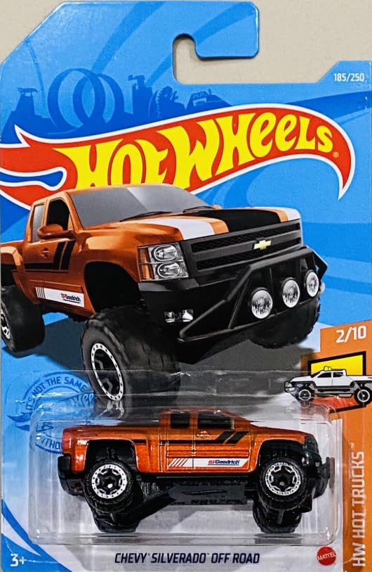Hot Wheels Chevy Silverado Off-Road [Orange], Hot Trucks 2/10, 185/250, 1:64 Scale Diecast Vehicle