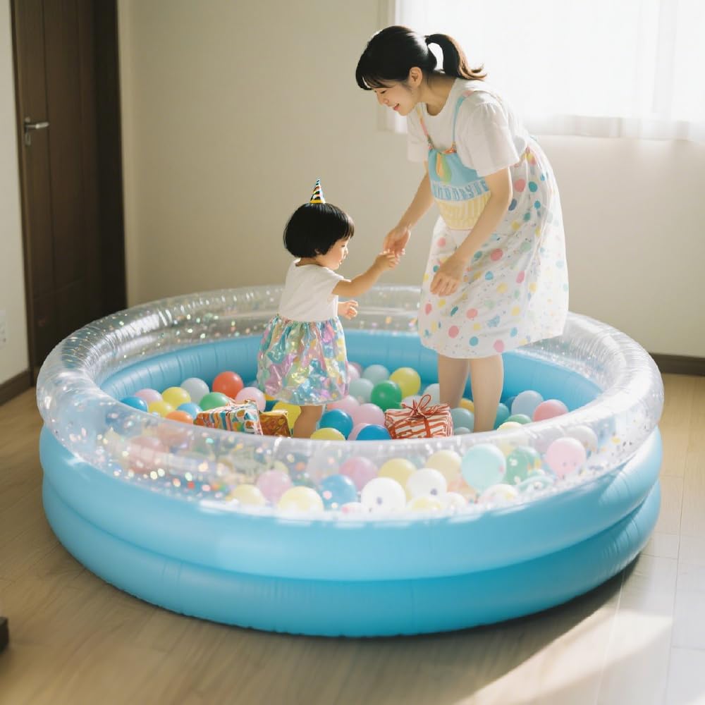 Bling Kiddie Pool, 60 inches Glitter Inflatable Kids Swimming Pool, Ball Pit, 5ft Durable Baby Pool for Indoor or Outdoor