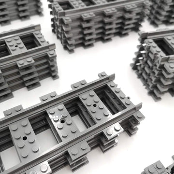 56pcs City Train Tracks Toy Straight and Flexible Train Track Railway Extension Building Set Block Toy Compatible with Major Brand (36 Straight and 20