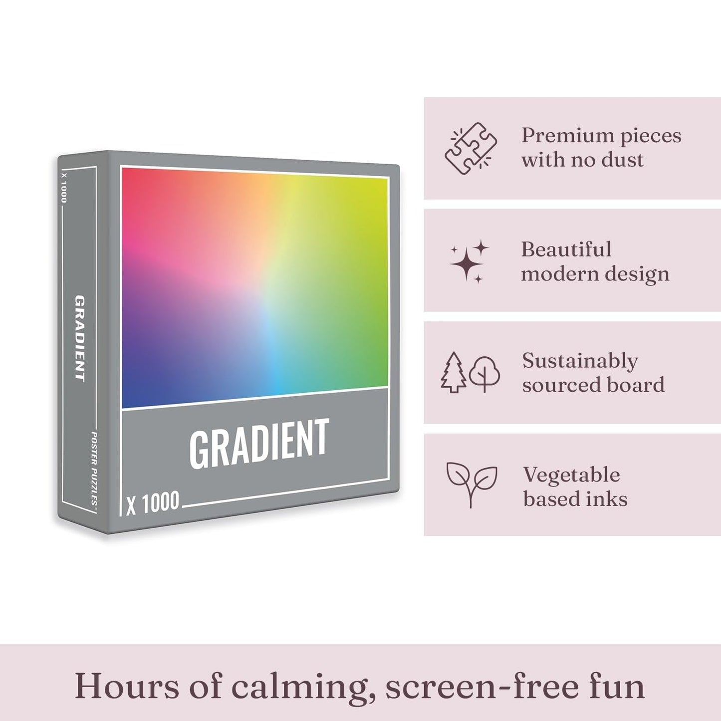 Cloudberries Gradient Puzzle: Hard 1000 Piece Jigsaw Puzzles for Adults, Rainbow Puzzle with Fun Color Gradient, 1000 Piece Jigsaw Puzzles (Gradient
