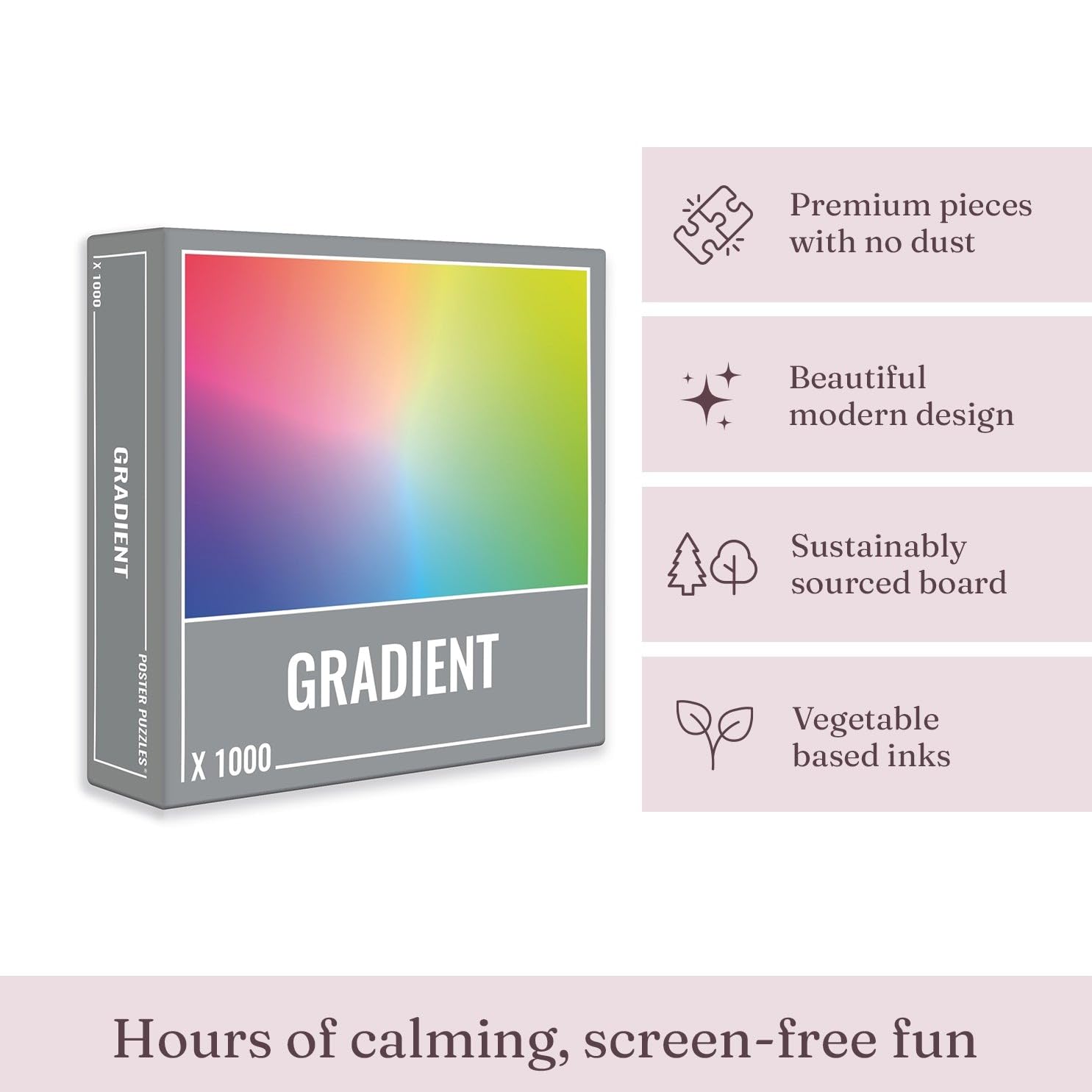 Cloudberries Gradient Puzzle: Hard 1000 Piece Jigsaw Puzzles for Adults, Rainbow Puzzle with Fun Color Gradient, 1000 Piece Jigsaw Puzzles (Gradient