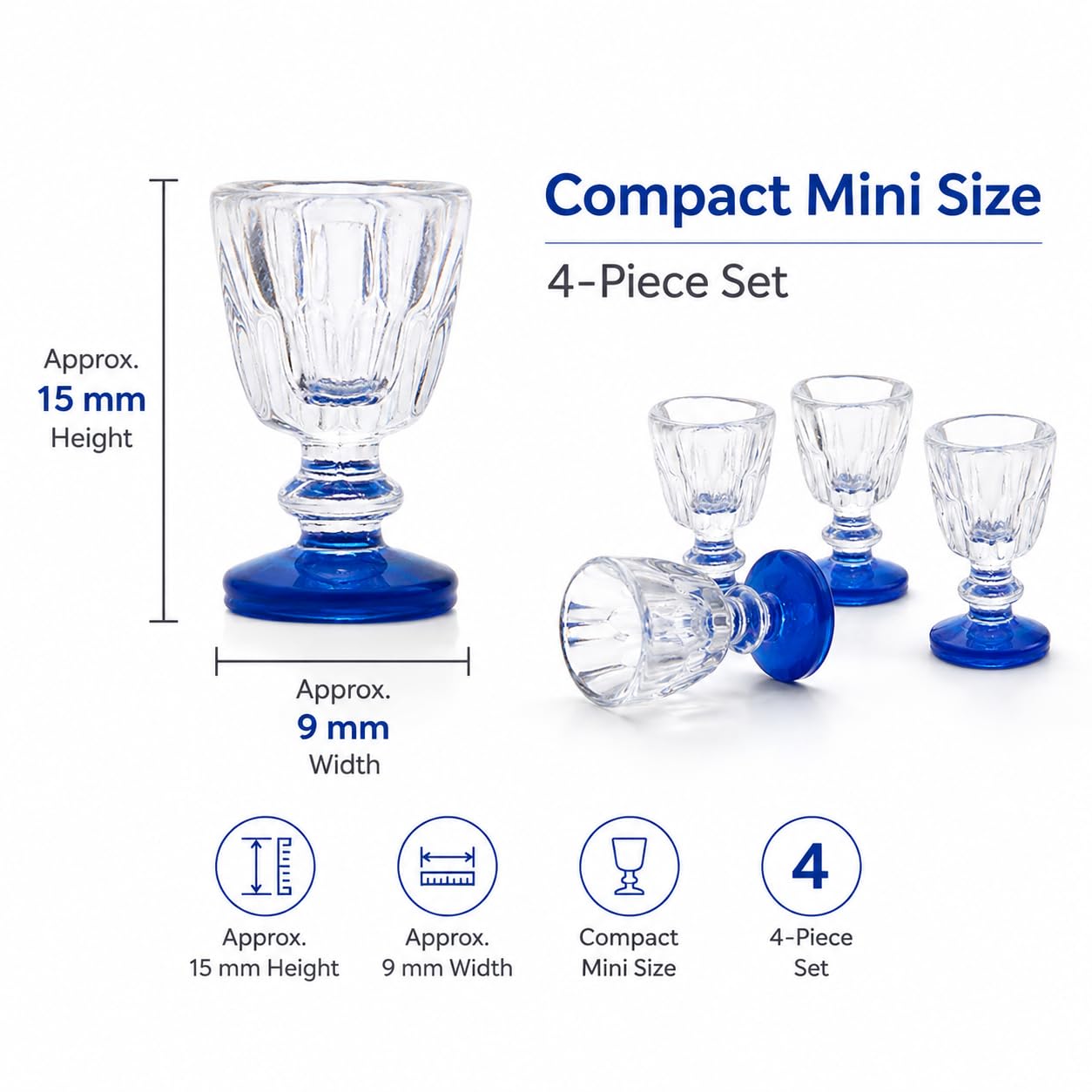 4Pcs Lovely Miniature Wine Glass Set for Dollhouse, 1:6 1:12 Scale, Ideal for Creating Realistic Dining Scenes?Dolls House Blue Stem Wine Glasses