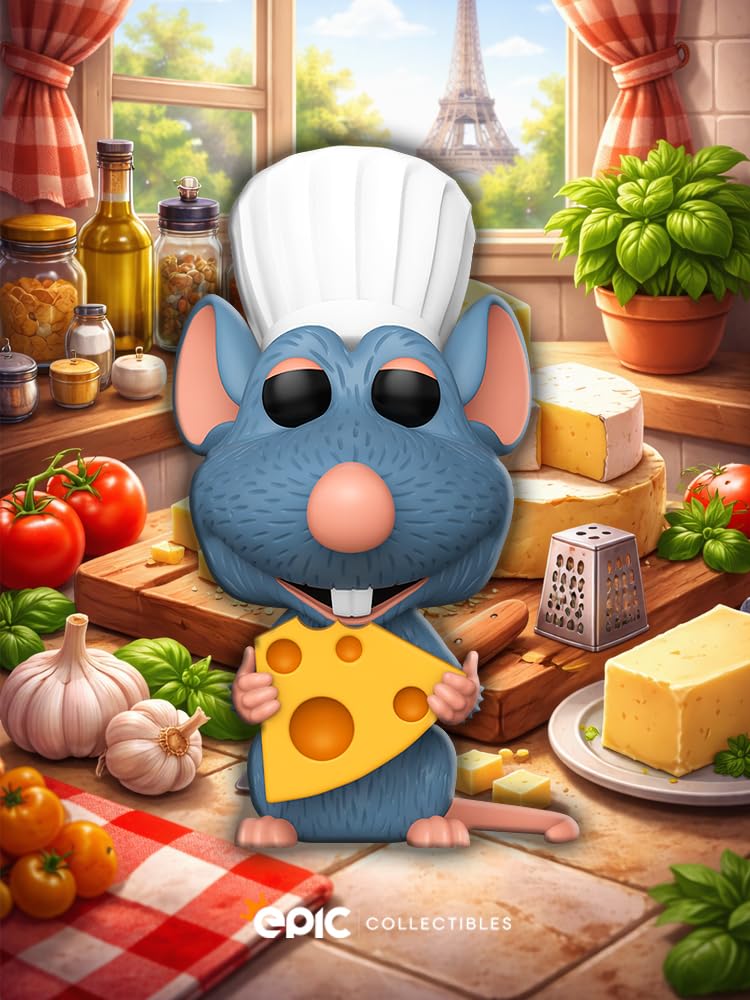 Epic Collectibles Pop Animation: Ratatouille - Remy with Cheese Exclusive Vinyl Figure Bundled with Box Protector Compatible for Funko