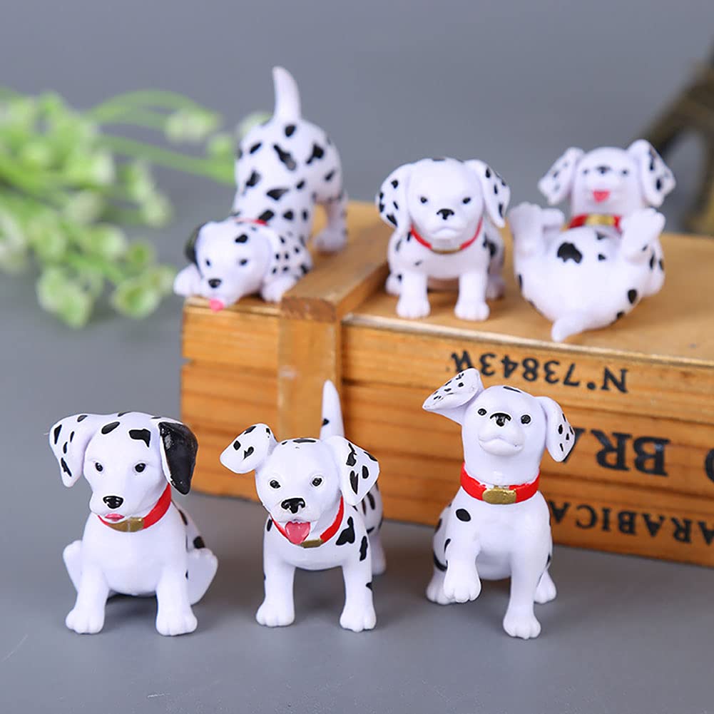 6pcs Mini Dog Figure Cake Toppers, Fairy Garden Miniature Dog Figurines Fairy Garden Miniature Moss Landscape DIY Terrarium Crafts Ornament(Dalmatian)