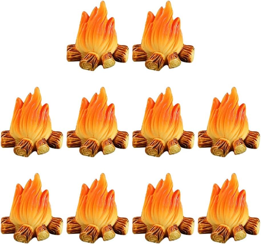 3-Pack Miniature Campfire Models - Resin Fake Fire for Dollhouse Ornaments, Halloween Decorations, and Micro Landscapes - Handcrafted Mini Fire Beads