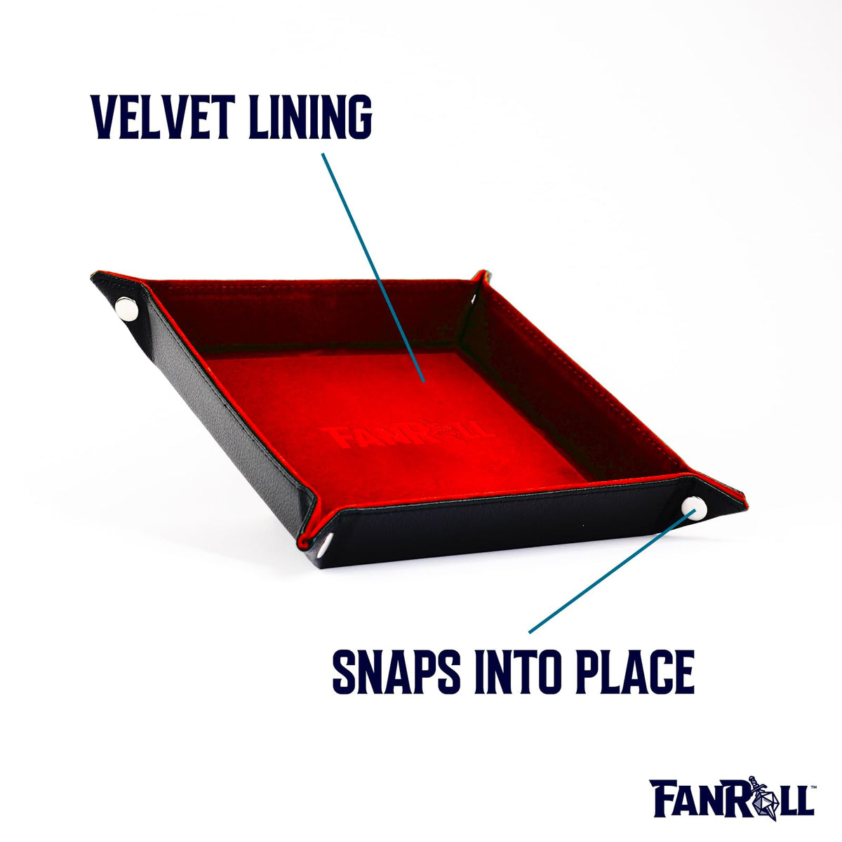FanRoll Fold Up Velvet Dice Tray w/PU Leather Backing: Red, Role Playing Game Dice Accessories for Dungeons and Dragons