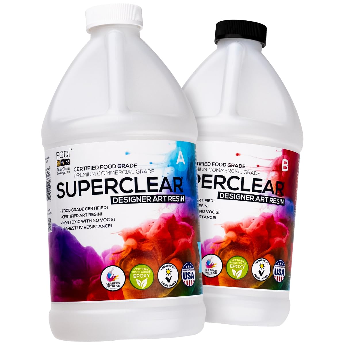 Superclear Designer Art Resin 1 Gallon Kit, Clear Epoxy for Crafts & Art