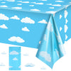Tatuo Blue Sky White Clouds Birthday Party Supplies Cartoon Story Tablecloth Party Table Cover Cartoon Table Banner for Birthday Decorations, 54 x 108