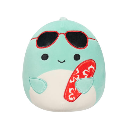 Squishmallows 7.5" Perry Teal Dolphin Plush Toy with Sunglasses and Surfboard