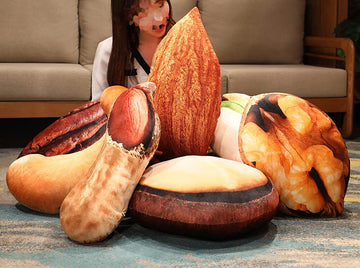 WeiWeiLee Simulation Nuts Plush Pillow Creative Soft Plush Cushion Sleeping Hugging Pillow (Cashew(50×18cm))