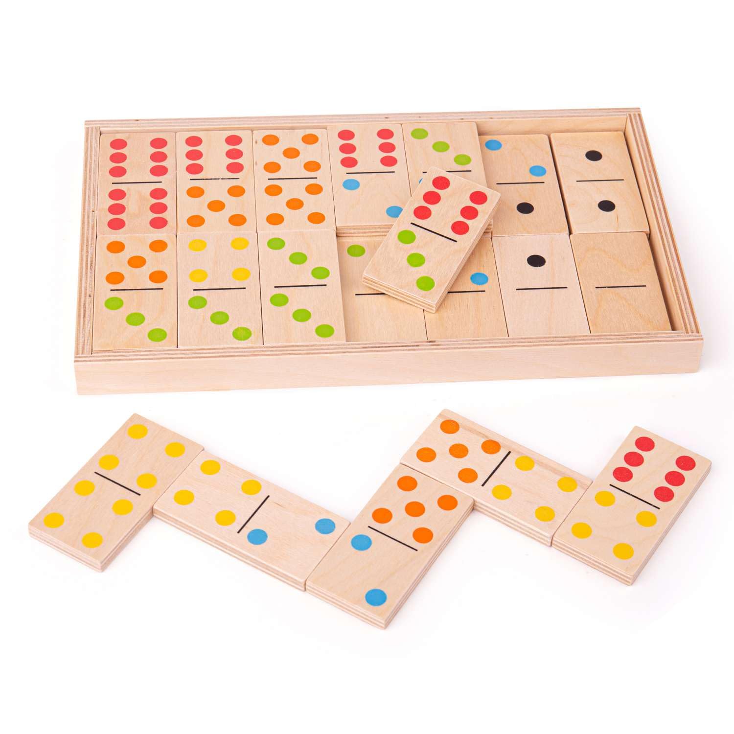 Bigjigs Toys Wooden Jumbo Kids Dominoes - 28 Giant Dominoes for Children Aged 3 Years +, Premium Quality Wooden Traditional Games, Fun Garden Games