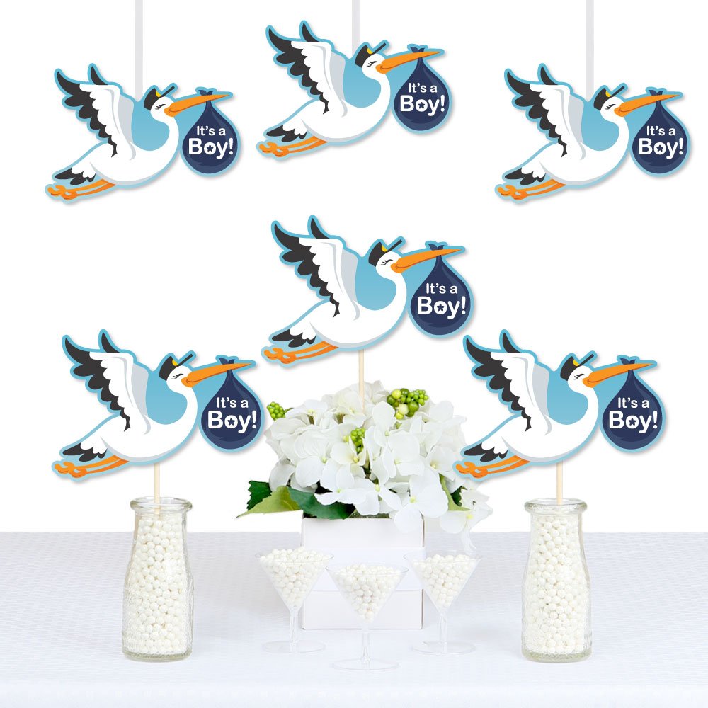 Big Dot of Happiness Boy Special Delivery - Decorations DIY Blue It's A Boy Stork Baby Shower Party Essentials - Set of 20