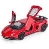 iLooboo Toy Car Model Red Aventador Pull Back Vehicles Diecast with Light & Sound