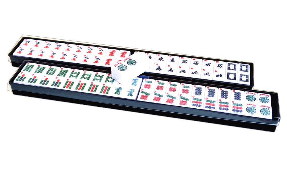 C&H Solutions Western Mah Jong Tile Set with 2 Pcs Mah Jong Trays and Lids B Type