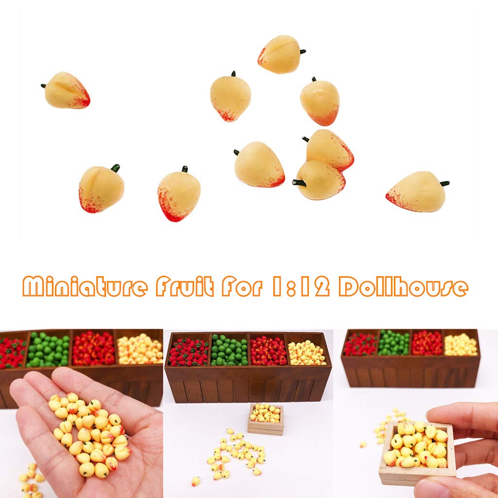 SXFSE Dollhouse Decoration Accessories,10Pcs 1:12 Dollhouse Miniature Fruit Yellow Peach Kitchen Dining Model Play Toy