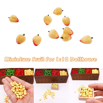 SXFSE Dollhouse Decoration Accessories,10Pcs 1:12 Dollhouse Miniature Fruit Yellow Peach Kitchen Dining Model Play Toy