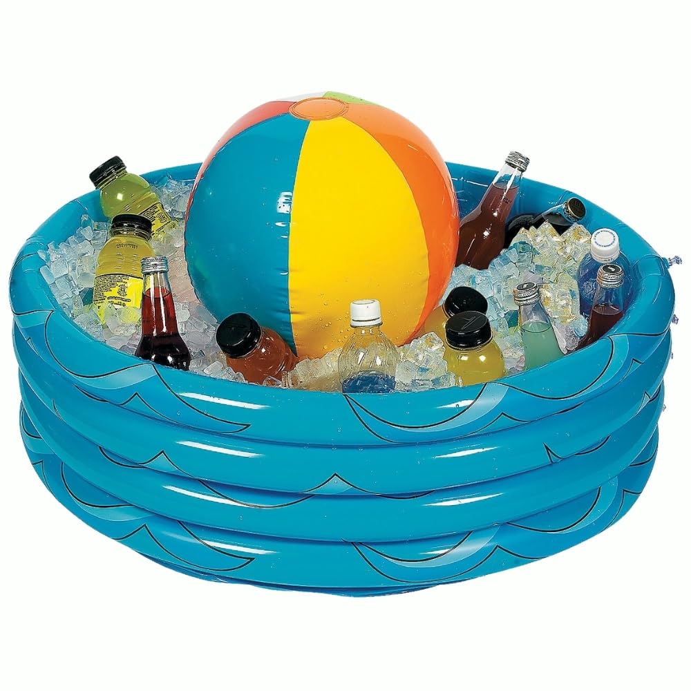 Inflatable Beach Ball in Pool Cooler. - Pool Party Supplies and Decor