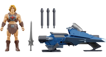 Masters of the Universe Vehicle & Figure 5.5 Inch Scale, Universe He-Man and Sky Sled Pack, 2026 Movie Accurate, Blaster & Projectiles (Amazon
