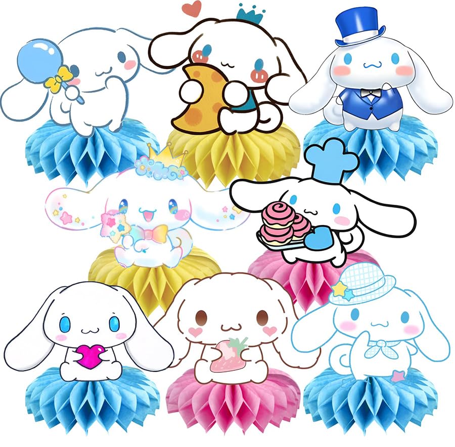 8Pcs Cartoon Dog Honeycomb Table Centerpiece, Kawaii Birthday Party Supplies Table Decorations for Kids Party Decorations