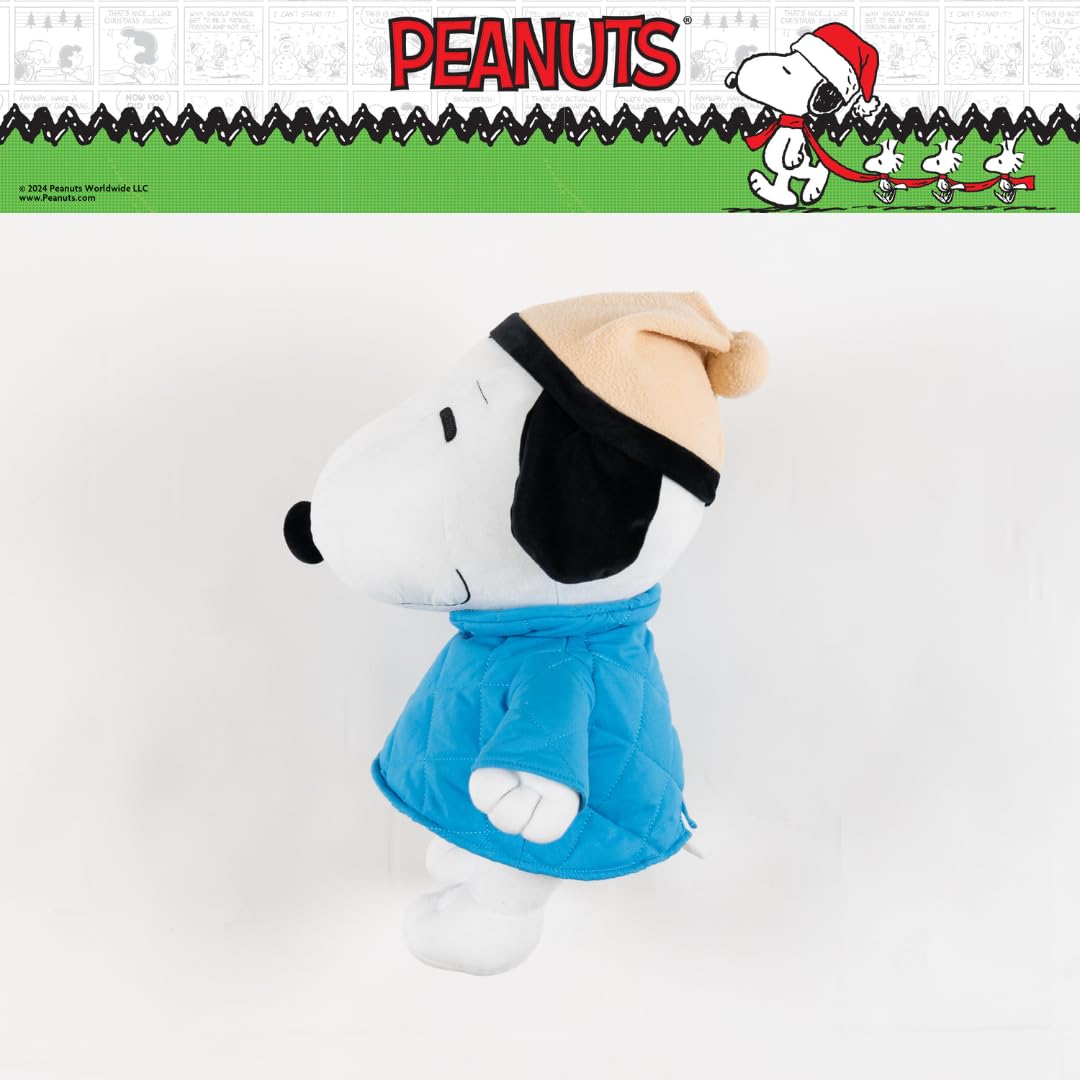Peanuts Snoopy Winter Coat Holiday & Christmas Bedding Super Soft Plush Cuddle Pillow Buddy, (Officially Licensed Product) By Franco