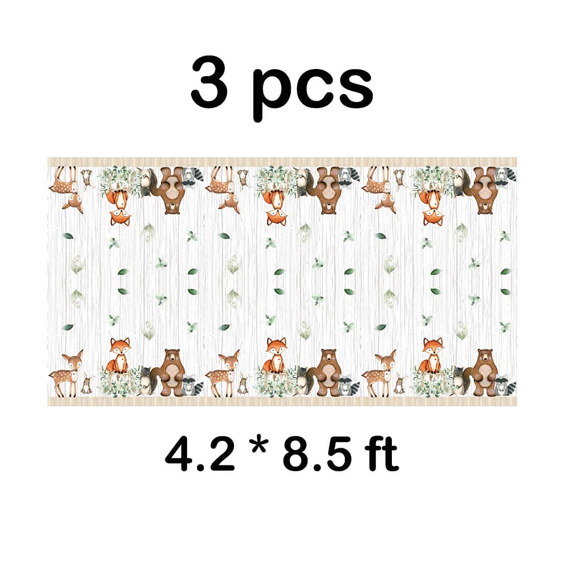 HEETON 3ct Woodland Plastic Tablecloth Creatures Fox Birthday Baby Shower Banner Wild One Welcome Baby Forest Animal Friends Garland Party Supplies
