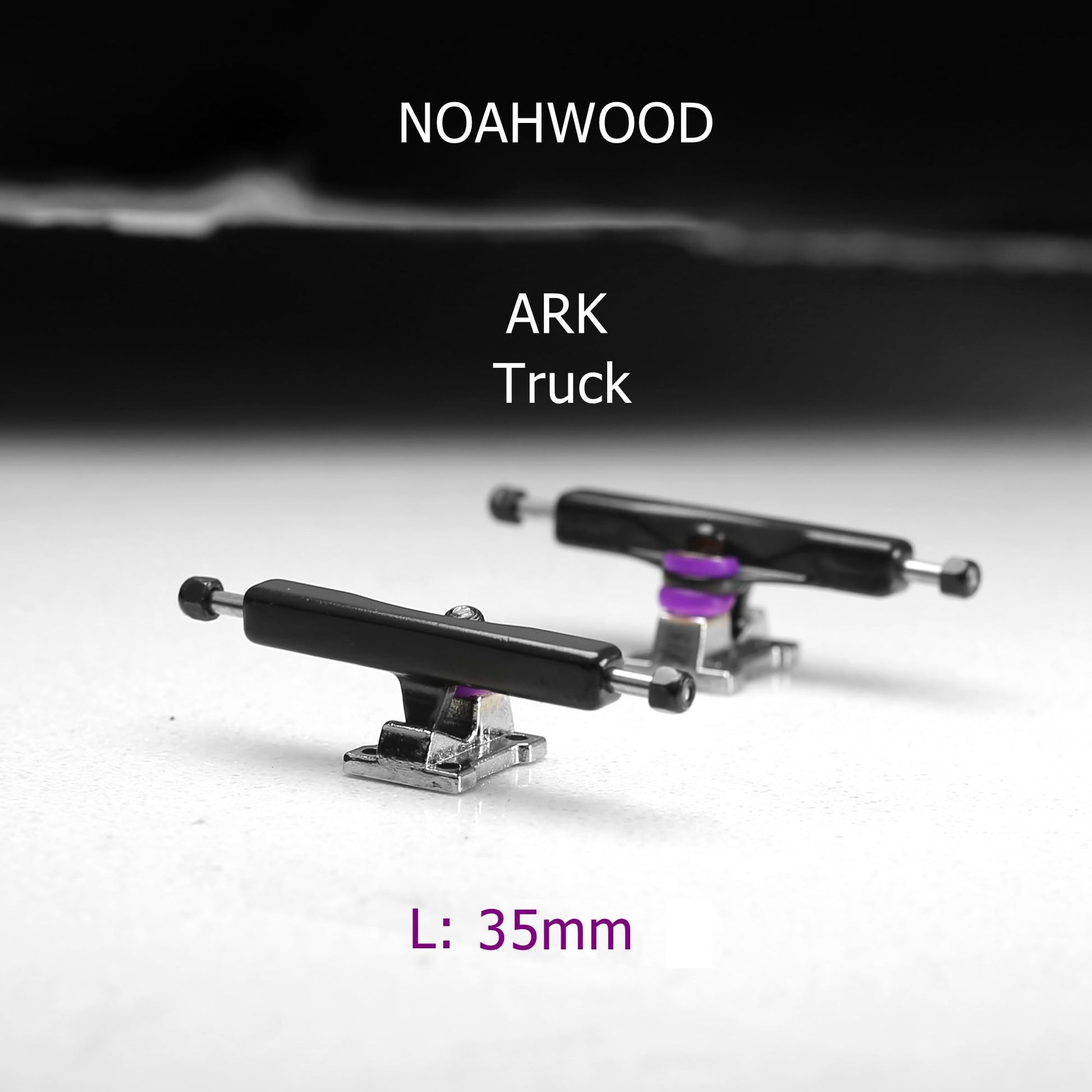 NOAHWOOD DIY Pro Fingerboard Truck 35mm (Silver Baseplate and Black Hanger) Ark Truck+Ice Wheel