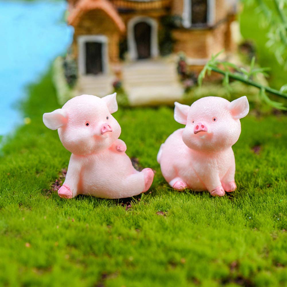Miniature Pig Figurines 8 Pcs, Cute Pink Piggy Toy Figures Cake Toppers for Fairy Garden Decor Christmas Desk Decoration