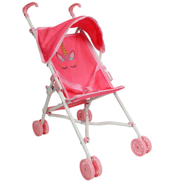 My First Baby Doll Stroller for Toddlers 1-3 Year Old Girls, Little Kids | Toy Stroller with Bottom Storage Basket, Foldable Frame, Canopy, Seatbelt