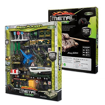 Big Daddy Die-Cast Metal Army Platoon Toy Truck Set Imaginary War Scene Set Up in Minutes with Over 43 Pieces of Cool and Fun Accessories to Conquer