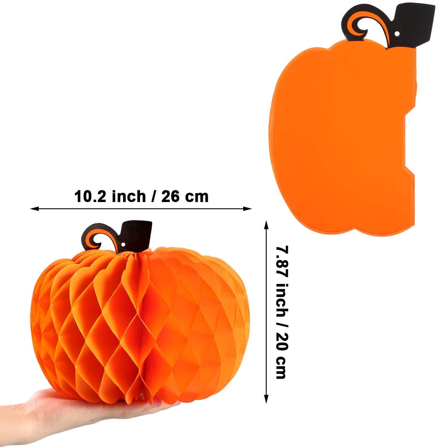JOVITEC 6 Pack Thanksgiving Table Decor Honeycomb Pumpkins 10.2 Inch Paper Fall Hanging Pumpkin Decorations 3D Tissue Centerpieces for Halloween