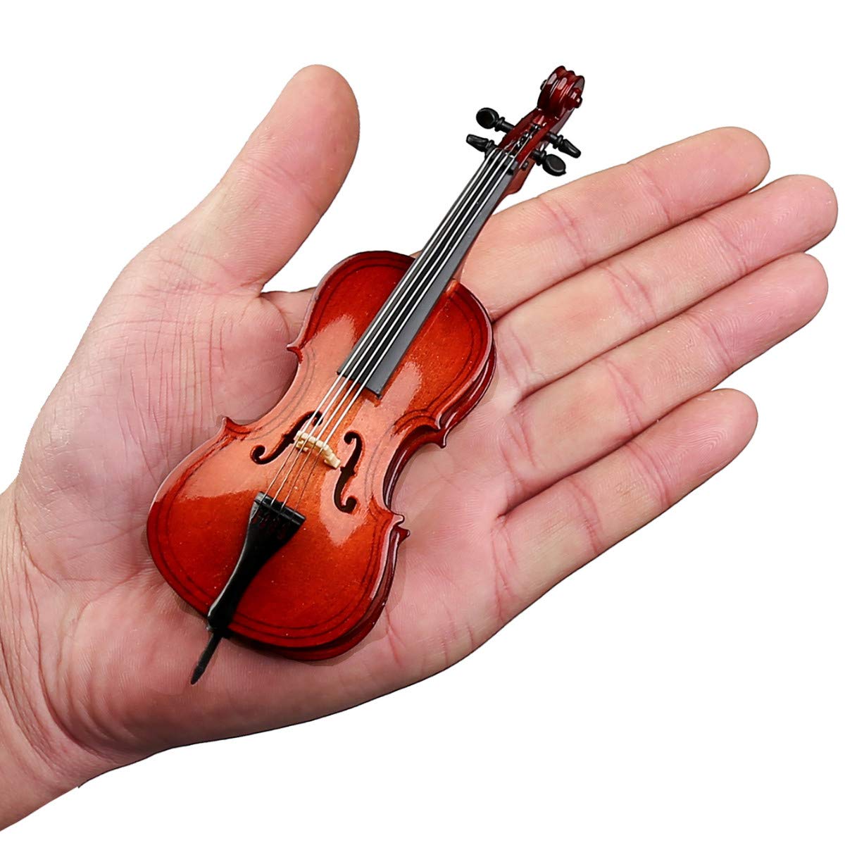 Dselvgvu Wooden Miniature Cello with Stand, Bow and Case Mini Musical Instrument Cello Replica Collectible Figurines Dollhouse Accessories Model Home