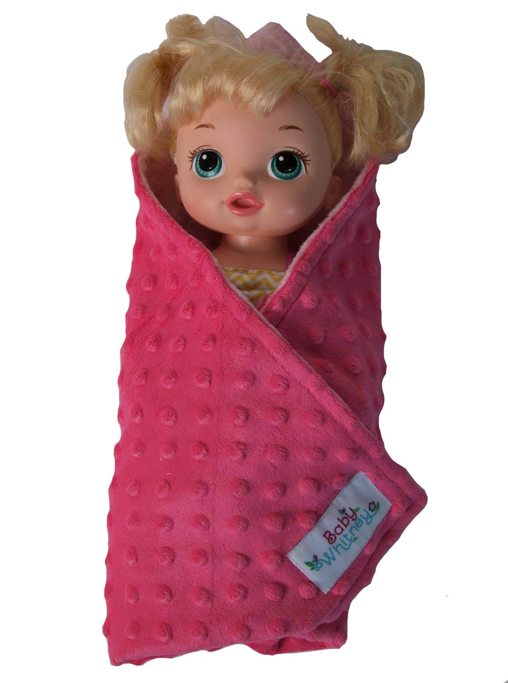 Pink & Purple Minky Dot Reversible 17" Square Baby Doll Blankets, 2 Pack Set