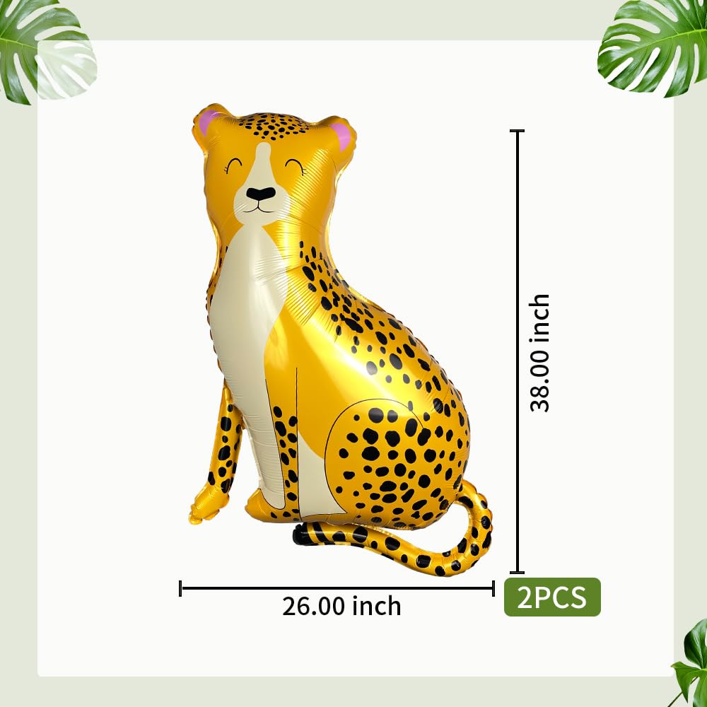 Leopard Giant Foil Balloons Jungle Safari Animal Birthday Balloon For Kids Zoo Theme Party Decor Baby Shower Party Mylar Balloon Decorations(2 pieces)