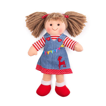 Bigjigs Toys Hattie Rag Doll (Small) - My First Doll, Quality Soft Dolls, Soft Toys for Girls & Boys, Ragdoll Suitable from Birth, Removable Doll