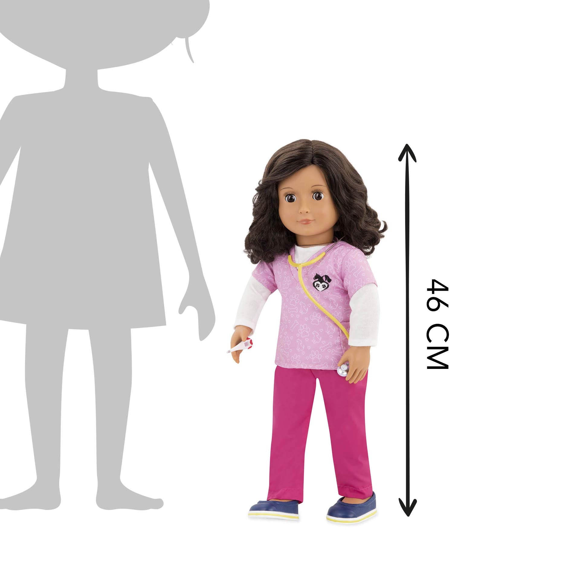 Our Generation - Paloma - 18-Inch Vet Doll - Brown Eyes & Brunette Hair - Doctor Accessories - Pretend Play - Toy for Kids 3 Years +